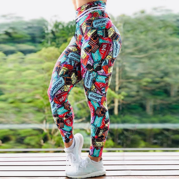 S-3XL New arrival Women Leggings Workout Sport Legging Digital Print Stretch Fitness Running Pants High Waist Push Up Leggins