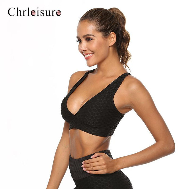 Bra Women Push Up Fitness Tank Tops Deep V-neck Backless Breathable Bra Workout Underwear Women