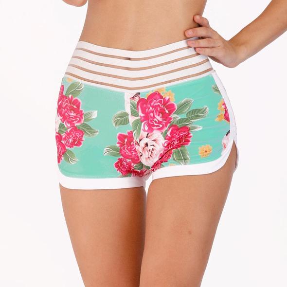 High Waist Summer Floral Pocket Workout Booty Shorts