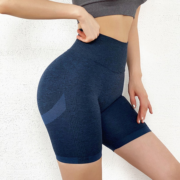 Slim Fit High Waist Yoga Sport Shorts Hip Push Up Women Plain Soft Nylon Fitness Running Shorts Tummy Control Workout Gym Shorts
