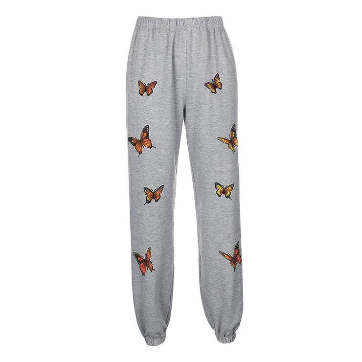 Darlingaga Streetwear Butterfly Print Sweatpants Women Baggy High Waist Pants Fashion Joggers Sweat Pants Women Workout Pantalon