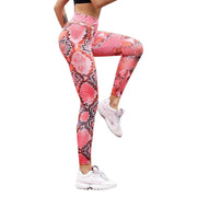 High Waisted Snake Print Bum Scrunch Push Up Workout Legging