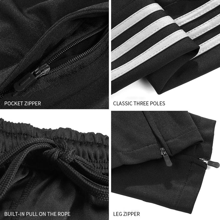 Men's Sweatpants Gyms Fitness Bodybuilding Joggers Workout Trousers Zipper Football Soccer Pants Training Sport Srousers